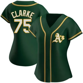 Women's Authentic Green Denzel Clarke Oakland Athletics Alternate Jersey