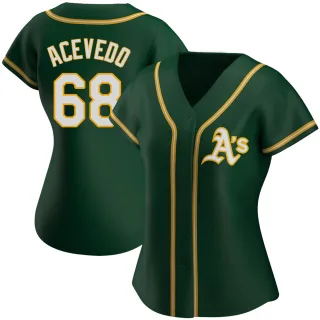 Women's Authentic Green Domingo Acevedo Oakland Athletics Alternate Jersey