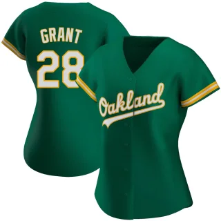 Women's Authentic Green Jim Mudcat Grant Oakland Athletics Kelly Alternate Jersey