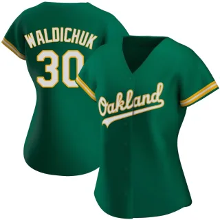 Women's Authentic Green Ken Waldichuk Oakland Athletics Kelly Alternate Jersey