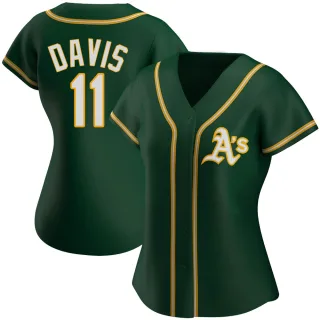 Women's Authentic Green Khris Davis Oakland Athletics Alternate Jersey