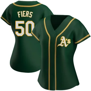 Women's Authentic Green Mike Fiers Oakland Athletics Alternate Jersey