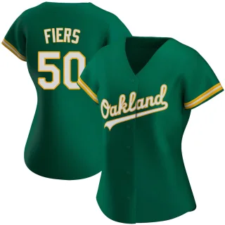 Women's Authentic Green Mike Fiers Oakland Athletics Kelly Alternate Jersey