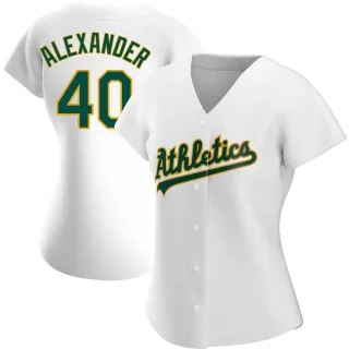 Women's Authentic White CJ Alexander Oakland Athletics Home Jersey