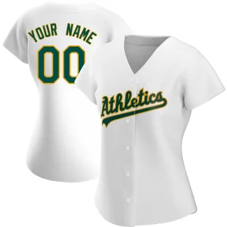 Women's Authentic White Custom Oakland Athletics Home Jersey