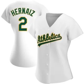 Women's Authentic White Darell Hernaiz Oakland Athletics Home Jersey