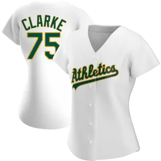 Women's Authentic White Denzel Clarke Oakland Athletics Home Jersey