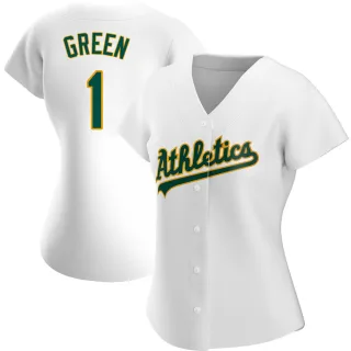 Women's Authentic White Dick Green Oakland Athletics Home Jersey