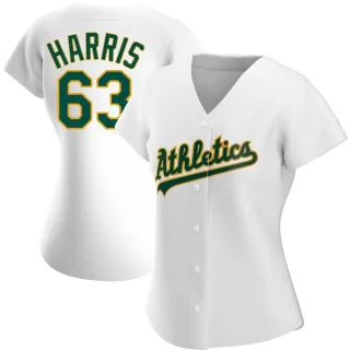 Women's Authentic White Hogan Harris Oakland Athletics Home Jersey