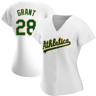 Women's Authentic White Jim Mudcat Grant Oakland Athletics Home Jersey