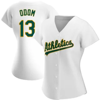 Women's Authentic White John Odom Oakland Athletics Home Jersey