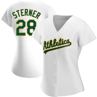 Women's Authentic White Justin Sterner Oakland Athletics Home Jersey