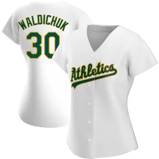 Women's Authentic White Ken Waldichuk Oakland Athletics Home Jersey