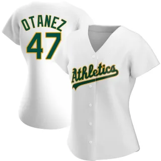 Women's Authentic White Michel Otanez Oakland Athletics Home Jersey