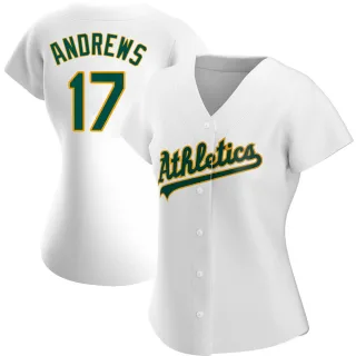 Women's Authentic White Mike Andrews Oakland Athletics Home Jersey