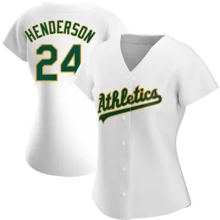 Women's Authentic White Rickey Henderson Oakland Athletics Home Jersey