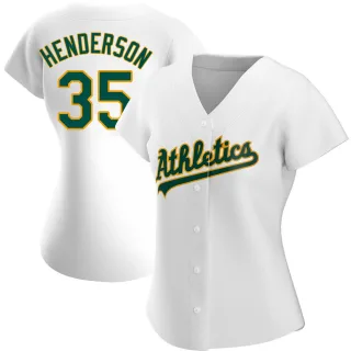 Women's Authentic White Rickey Henderson Oakland Athletics Home Jersey