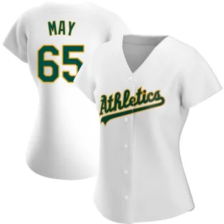 Women's Authentic White Trevor May Oakland Athletics Home Jersey