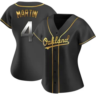 Women's Replica Black Golden Billy Martin Oakland Athletics Alternate Jersey