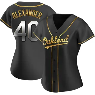 Women's Replica Black Golden CJ Alexander Oakland Athletics Alternate Jersey