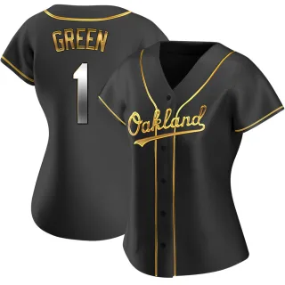 Women's Replica Black Golden Dick Green Oakland Athletics Alternate Jersey