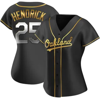 Women's Replica Black Golden George Hendrick Oakland Athletics Alternate Jersey