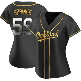 Women's Replica Black Golden Jeffrey Springs Oakland Athletics Alternate Jersey