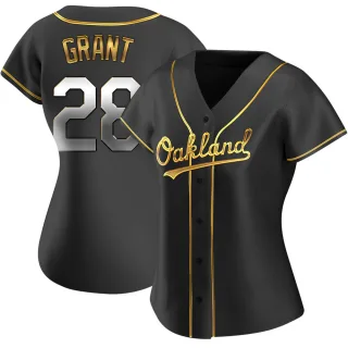 Women's Replica Black Golden Jim Mudcat Grant Oakland Athletics Alternate Jersey