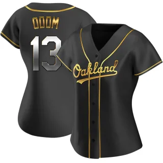 Women's Replica Black Golden John Odom Oakland Athletics Alternate Jersey