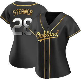 Women's Replica Black Golden Justin Sterner Oakland Athletics Alternate Jersey