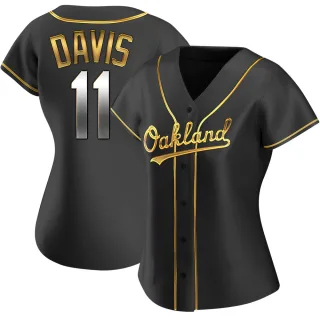 Women's Replica Black Golden Khris Davis Oakland Athletics Alternate Jersey