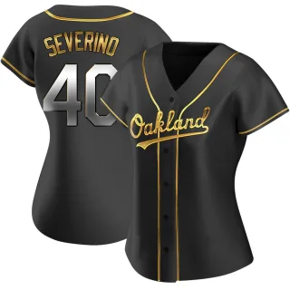 Women's Replica Black Golden Luis Severino Oakland Athletics Alternate Jersey