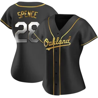 Women's Replica Black Golden Mitch Spence Oakland Athletics Alternate Jersey