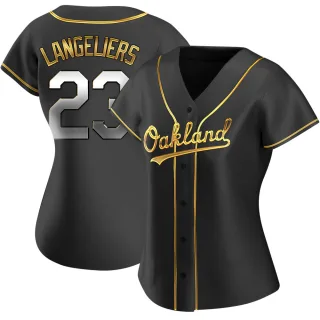 Women's Replica Black Golden Shea Langeliers Oakland Athletics Alternate Jersey