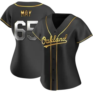 Women's Replica Black Golden Trevor May Oakland Athletics Alternate Jersey