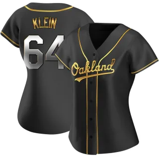 Women's Replica Black Golden Will Klein Oakland Athletics Alternate Jersey