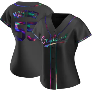 Women's Replica Black Holographic Adrian Martinez Oakland Athletics Alternate Jersey