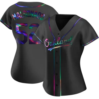 Women's Replica Black Holographic Anthony Maldonado Oakland Athletics Alternate Jersey