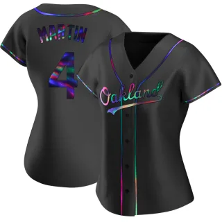 Women's Replica Black Holographic Billy Martin Oakland Athletics Alternate Jersey