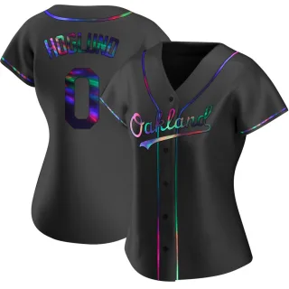 Women's Replica Black Holographic Gunnar Hoglund Oakland Athletics Alternate Jersey