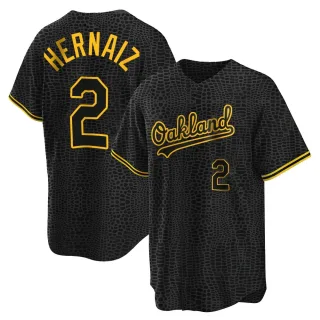 Youth Replica Black Darell Hernaiz Oakland Athletics Snake Skin City Jersey