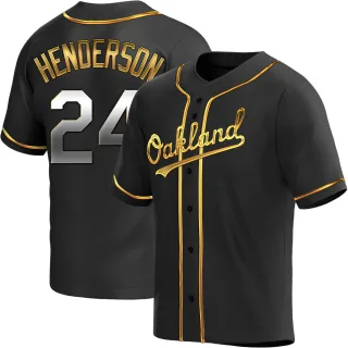 Youth Replica Black Golden Rickey Henderson Oakland Athletics Alternate Jersey