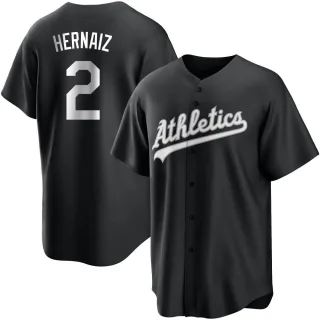 Youth Replica Black/White Darell Hernaiz Oakland Athletics Jersey