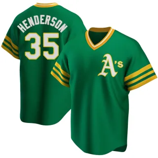 Youth Replica Green Rickey Henderson Oakland Athletics R Kelly Road Cooperstown Collection Jersey